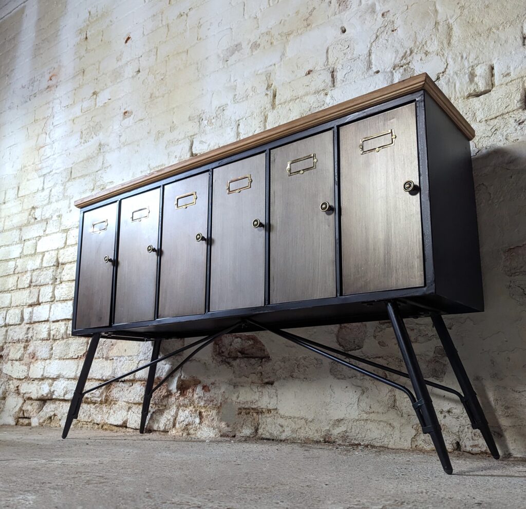 Wooden Top Brushed Steel Sideboard Cambrewood