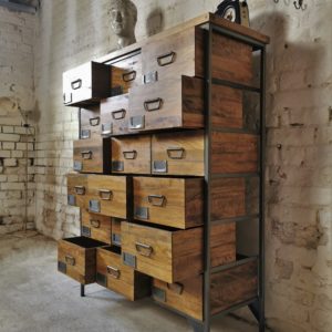 Large Steel Framed Apothecary Cabinet