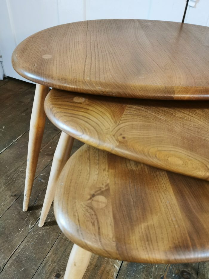 SOLD 1970s Ercol Nest of Pebble Tables Cambrewood