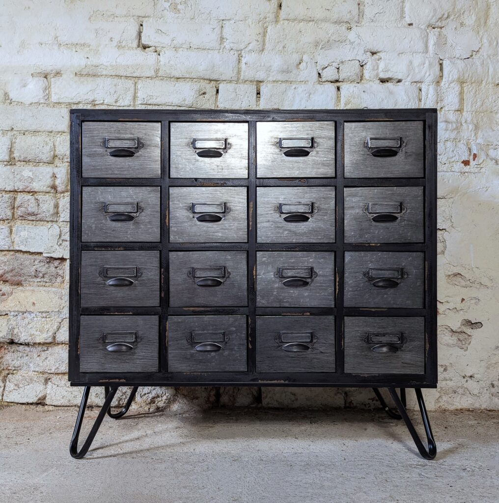 SOLD: Brushed Steel Apothecary Cabinet - Cambrewood