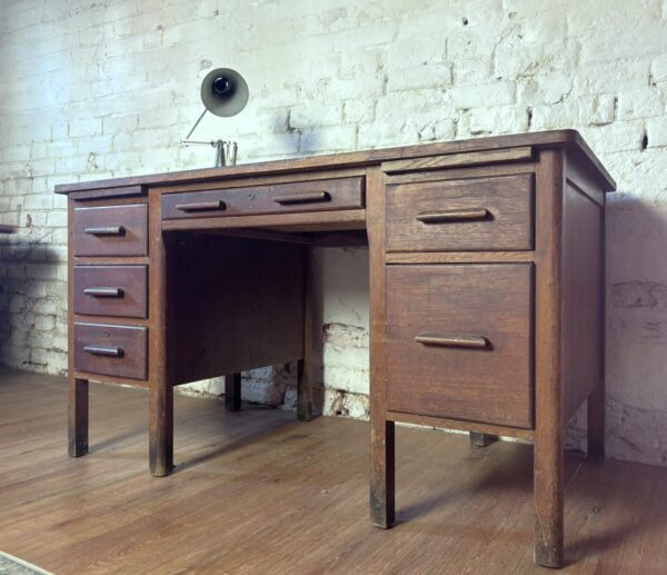 1940s Oak Teachers Desk - Image 3