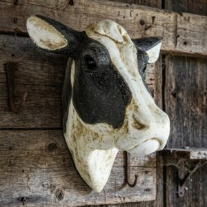 A detailed cow head wall sculpture - Cambrewood