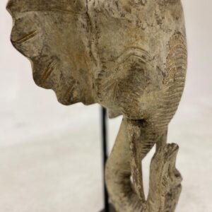 Wooden Carved Elephant on Metal Stand