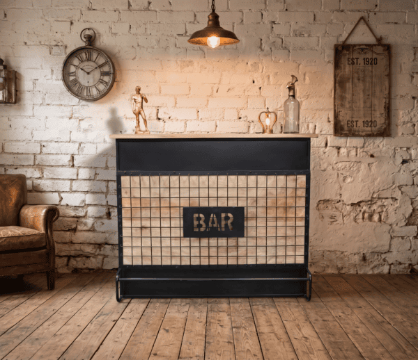 Wood and Iron Home Bar Unit | Sold Wood | Cambrewood