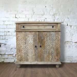 Rustic Carved Wooden Cabinet