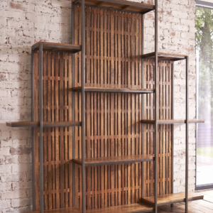 A large room divider sized reclaimed wood and steel shelf unit - Cambrewood