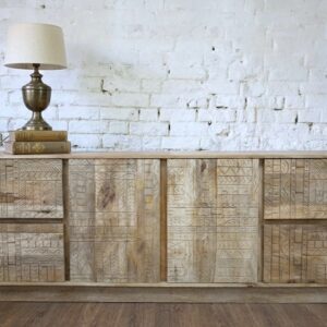 Rustic Boho Carved Sideboard