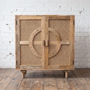Boho Rattan Carved Cabinet