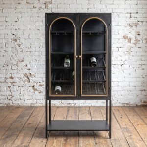 Antiqued Black Drinks Cabinet & Wine Storage