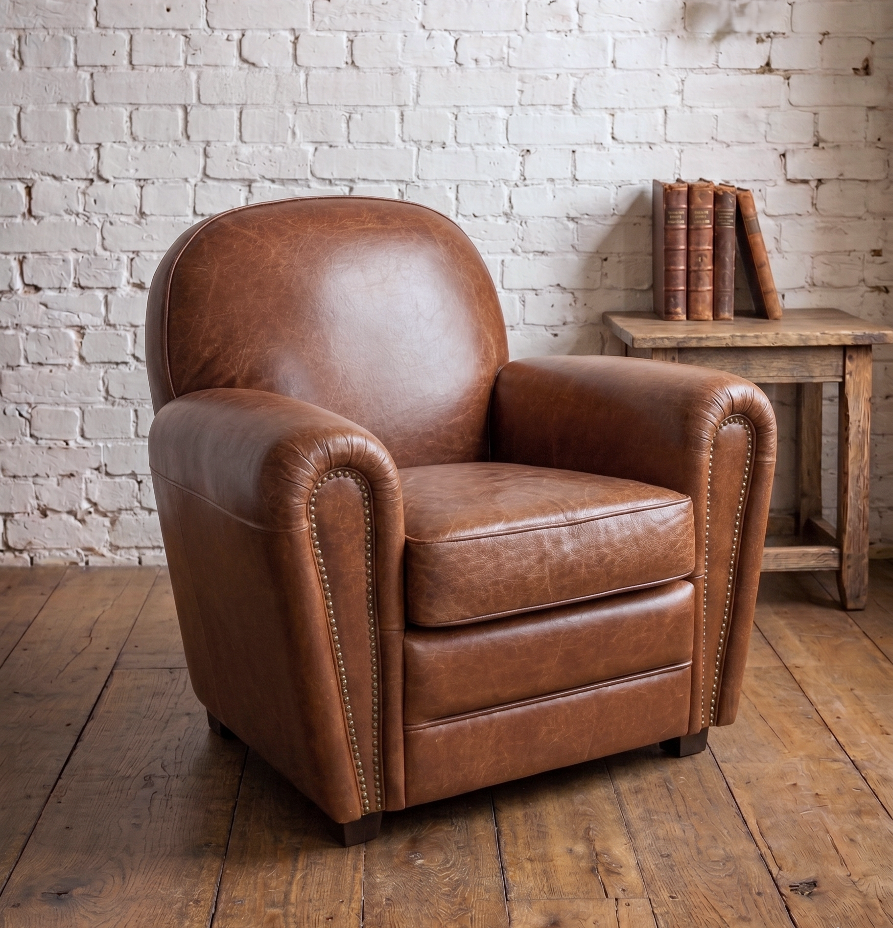 Art deco vintage leather club chair in tanned leather- Cambrewood