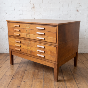 1920s Vintage Oak Architects Plan Chest on Legs- Cambrewood