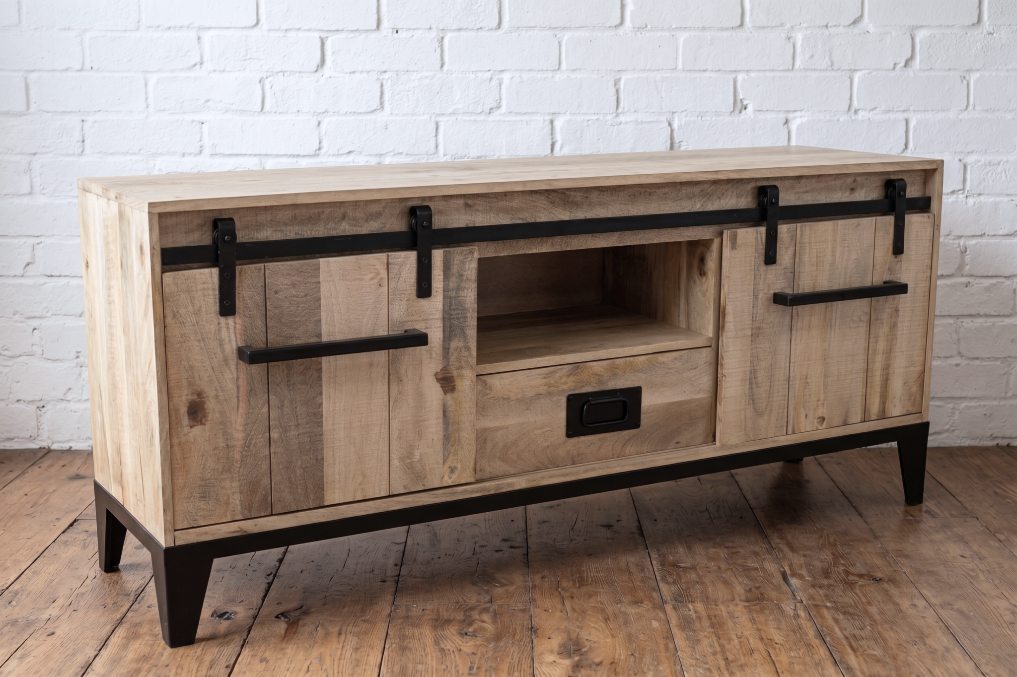Wood & Iron sideboard in like sustainable solid wood, industrial style - Cambrewood