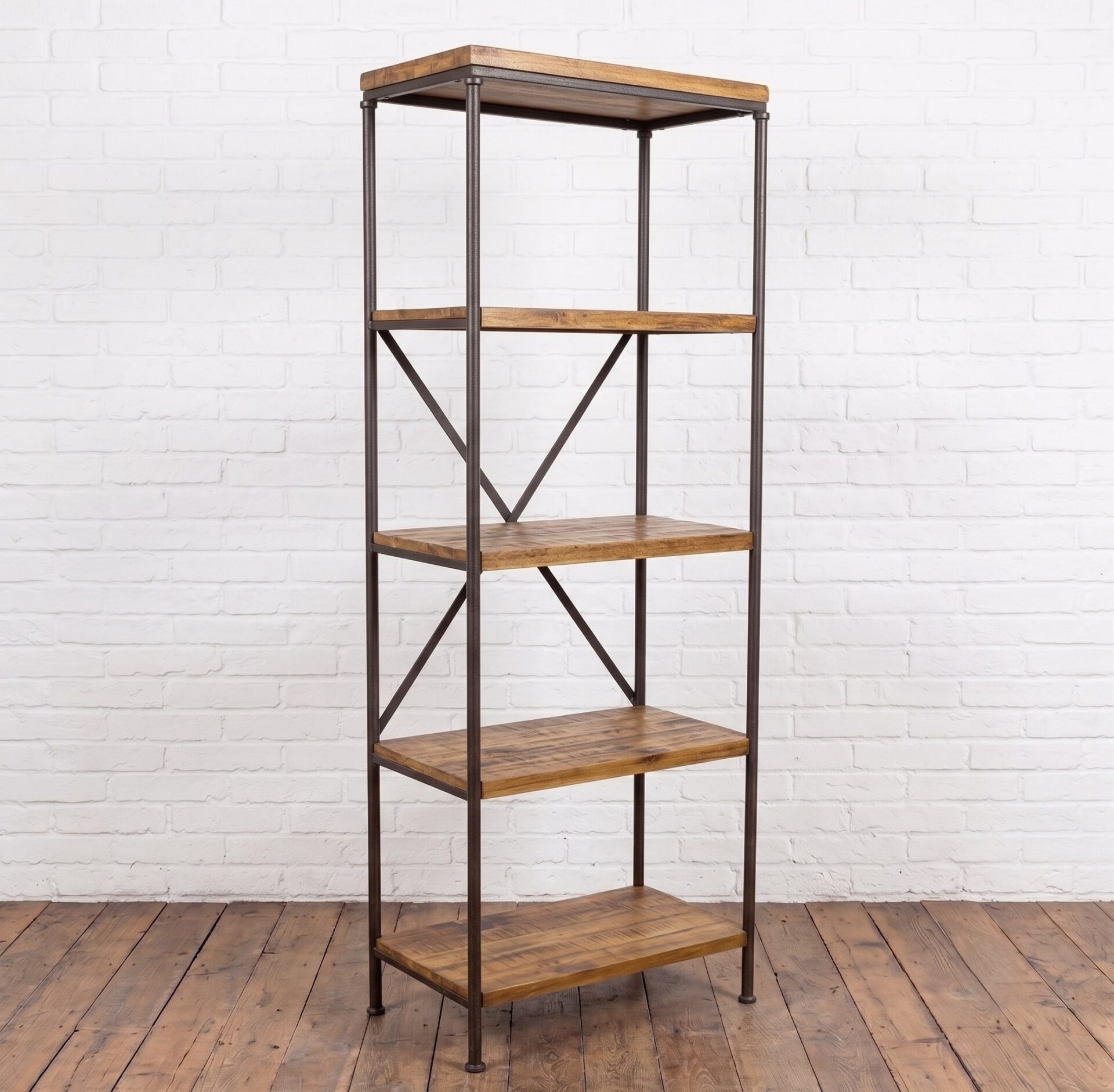 Industrial style tall shelves made from reclaimed wood and steel - Cambrewood