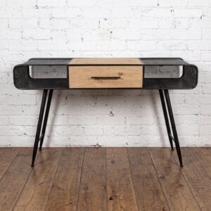 Industrial desk with black steel and wood drawer - Cambrewood