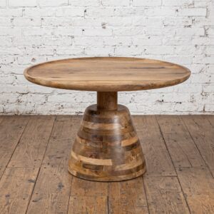 A round rustic solid wood coffee table - sustainable wood - Cambrewood