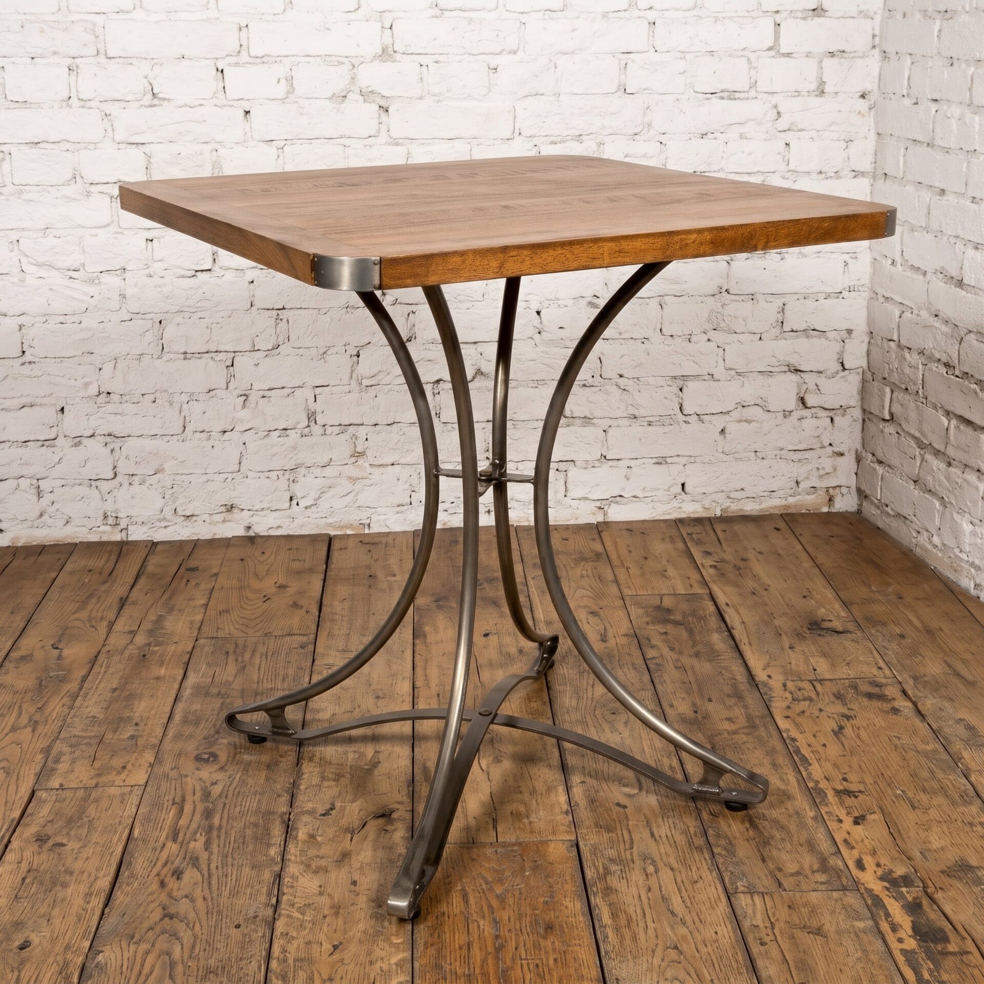 Reclaimed wood & steel bistro dining table - industrial style - Cambrewood