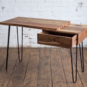 Rustic handmade desk from reclaimed wood on hairpin legs- Cambrewood