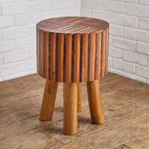 A small wooden stool with striped top-Cambrewood