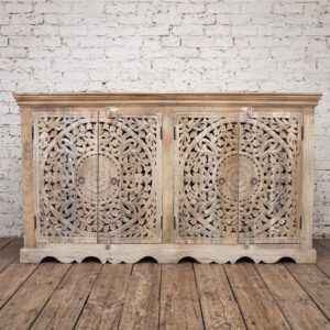 Boho style hand carved solid wood sideboard, rustic style - Cambrewood