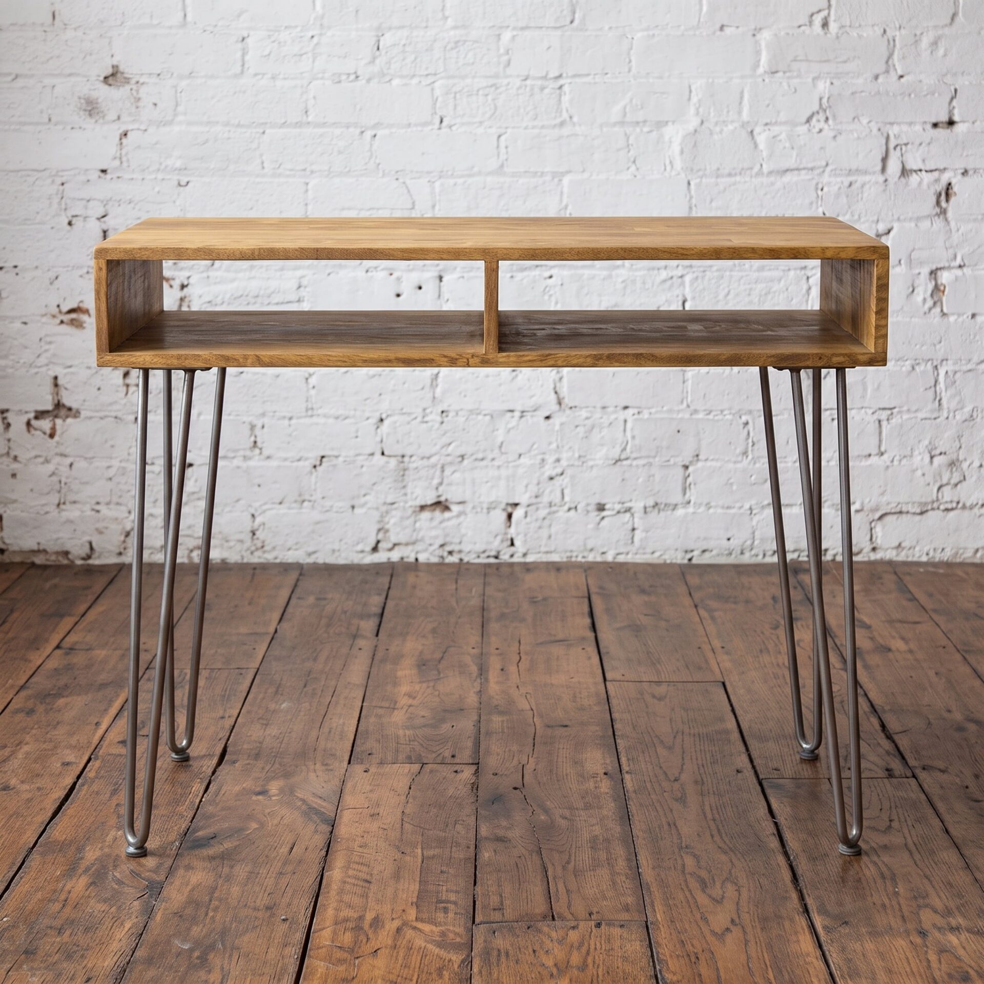 Reclaimed wood desk on hairpin legs- Cambrewood